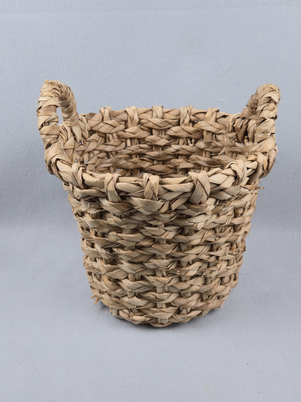 Chunky Woven Fiber Storage Basket Dual Handles Boho Farmhouse Planter Pot Cover